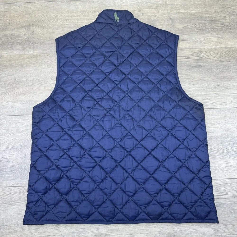 Polo Ralph Lauren Navy Blue Golf Puffer Vest Quilted Sz L FAIR‎